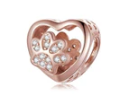 S925 Silver & Rose Gold Pet Paw Cat Dog Charm by YOUnique Designs - Pandora Compatible