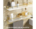 Bathroom Shelves Luxury Golden Shower Shelf Shampoo Holder Punch-Free Wall Mounted Storage Rack Bathroom Organizer AccessoriesGold 40cm with rod