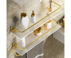 Bathroom Shelves Luxury Golden Shower Shelf Shampoo Holder Punch-Free Wall Mounted Storage Rack Bathroom Organizer AccessoriesGold 40cm with rod