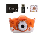 Children's cartoon mini digital camera 4000W pixel high-definition dual-camera video camera for children-orange