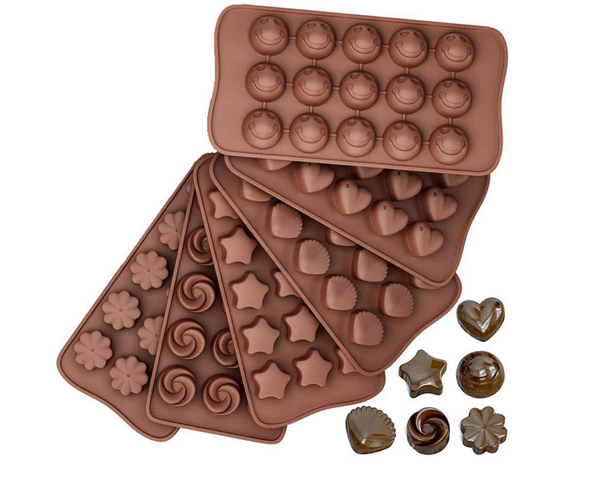 6PCS Silicone Chocolate Mould Cake Ice Tray Jelly Candy Cookie Baking Multi Moulds