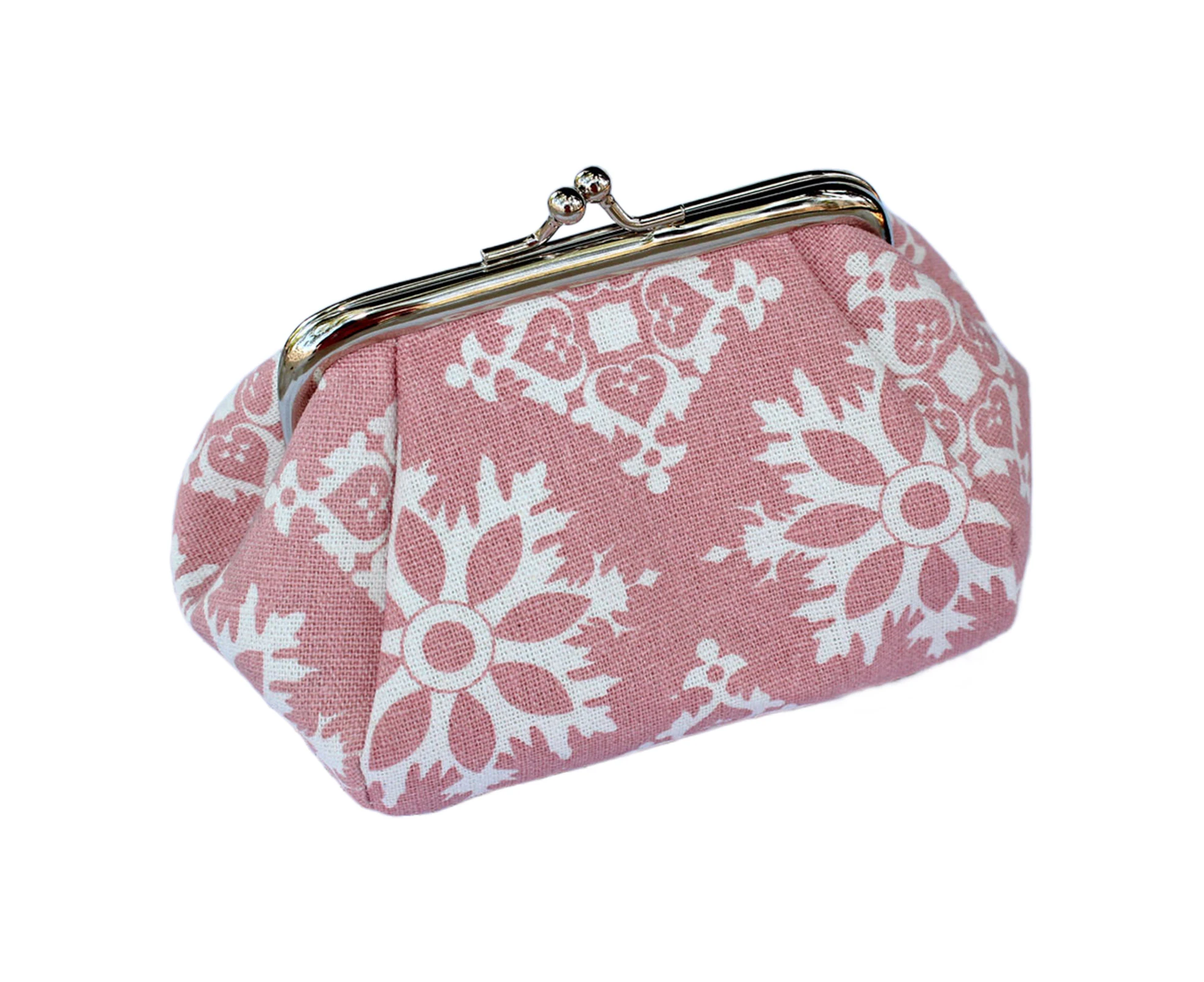 Knbhu Women Flower Printed Canvas Wallet Card Holder Coin Purse Clutch Handbag Bag-Pink 1