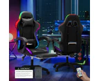 Oikiture Gaming Chair Massage Racing RGB LED Recliner Office Leather Footrest