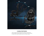 Oikiture Gaming Chair Massage Racing RGB LED Recliner Office Leather Footrest