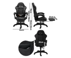 Oikiture Gaming Chair Massage Racing RGB LED Recliner Office Leather Footrest