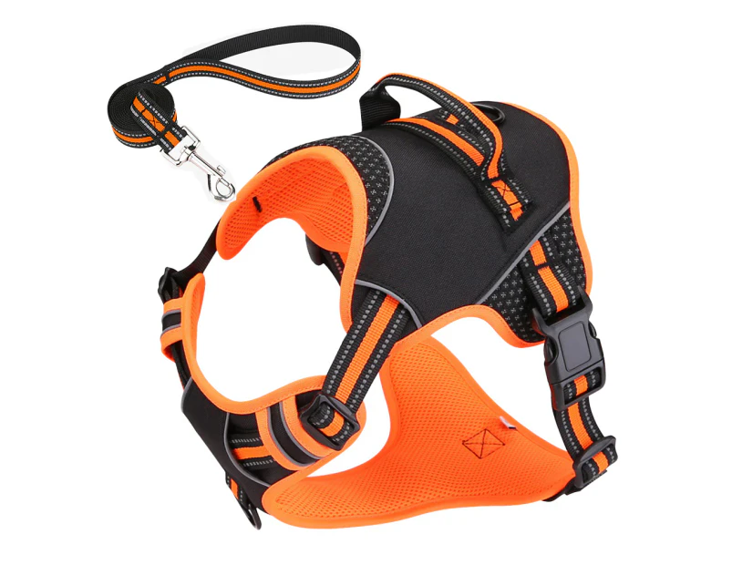 Reflective No Pull Dog Harness with Leash-Orange