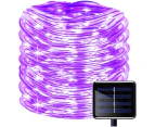 100 LEDs Tube Fairy Lights, IP65 Waterproof Solar Fairy Lights Tube Light Rope Copper Wire Christmas Lights Lights -Lila