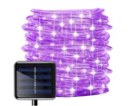 100 LEDs Tube Fairy Lights, IP65 Waterproof Solar Fairy Lights Tube Light Rope Copper Wire Christmas Lights Lights -Lila