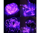 100 LEDs Tube Fairy Lights, IP65 Waterproof Solar Fairy Lights Tube Light Rope Copper Wire Christmas Lights Lights -Lila