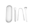 3pcs Stainless Steel Tongue Scraper Cleaner Oral Care Oral Hygiene Mouth Kit