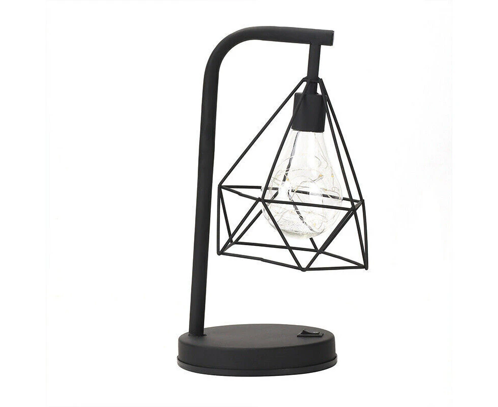 Table Lamp Light Geometric Industrial LED Reading Light Retro Bedroom Bedside-White Light