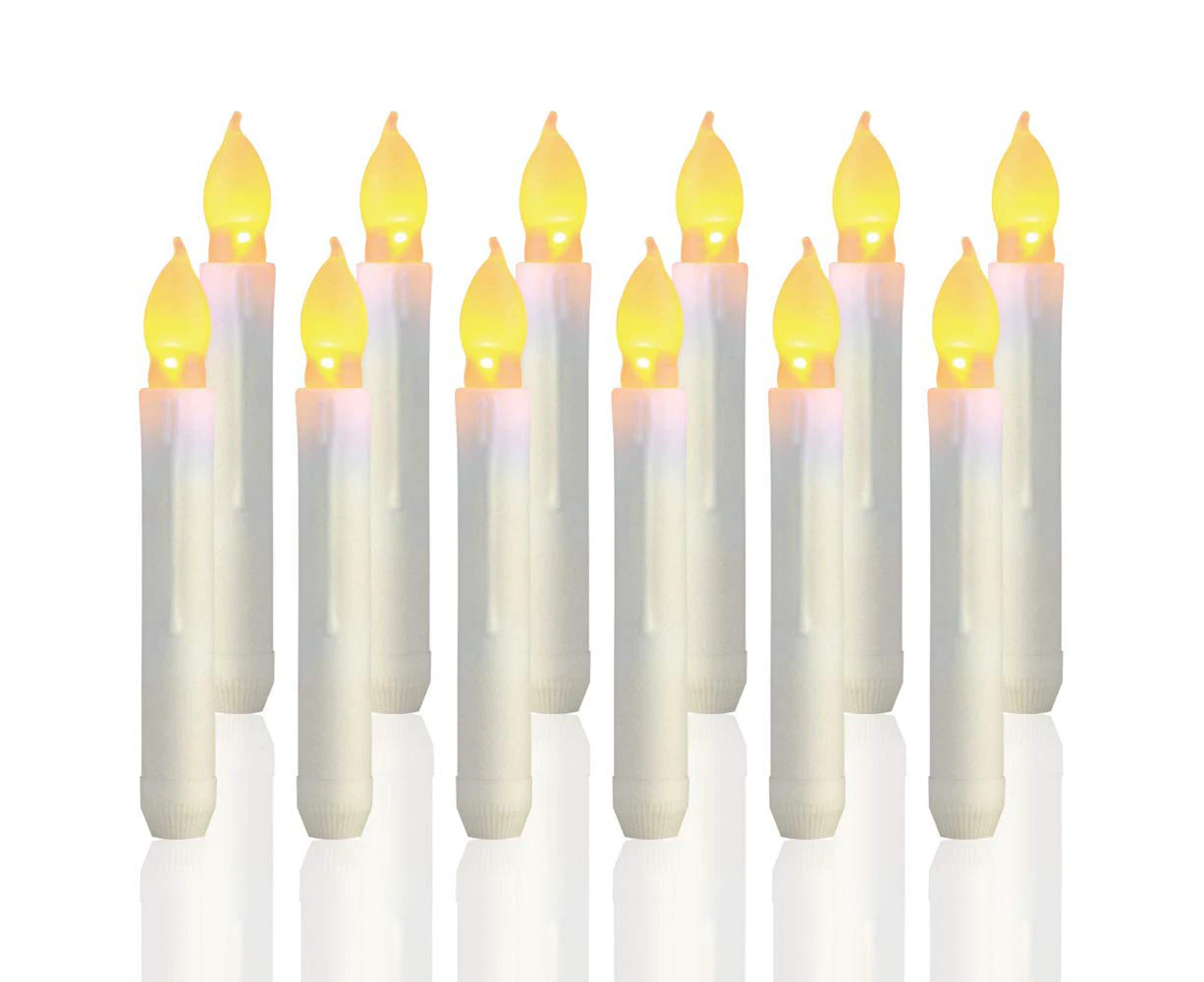 12PCS Flameless LED Taper Candle Lights, Battery Operated Harry Potter Floating Candles for Party, Classroom, Wedding, Christmas Decorations