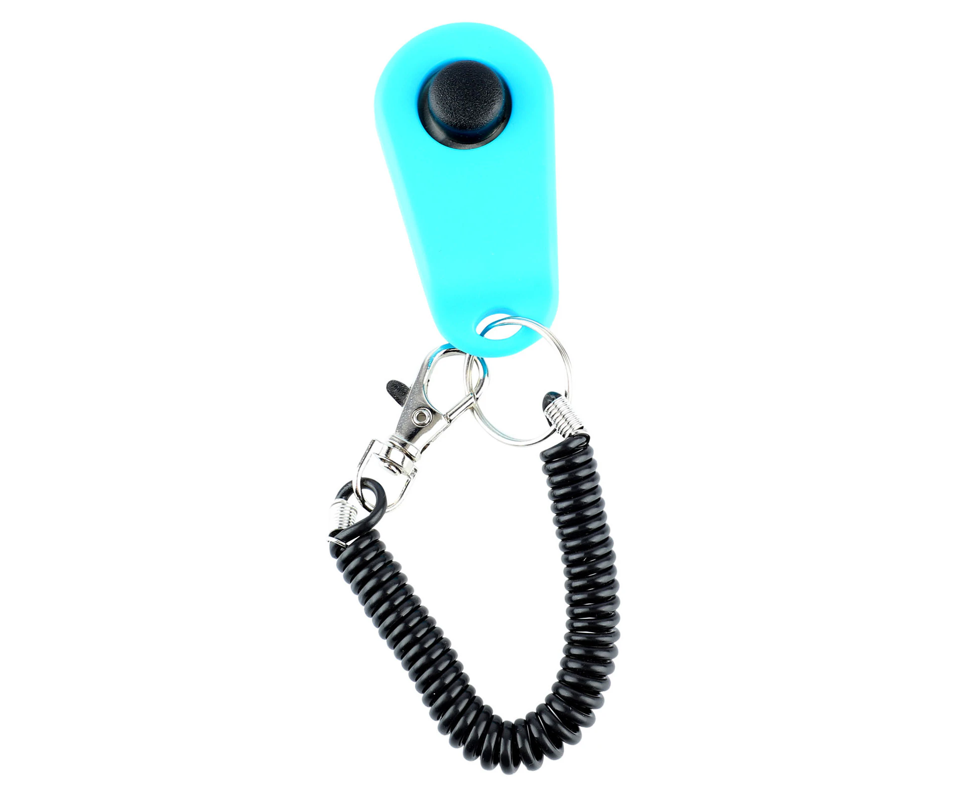 Dog Training Clicker Universal Interactive Pet Training Clicker With black Long Wrist Strap And Ring sky Blue