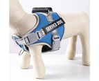 Service Dog Vest Harness, No Pull in Trainning Dog Harnesses with Handle & Leash, Adjustable and Reflective No Chock for Small Medium Large Dog Blue M