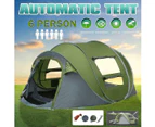 Green Waterproof Instant Beach Camping Tent 6 Person Pop up Tents Family Hiking Dome