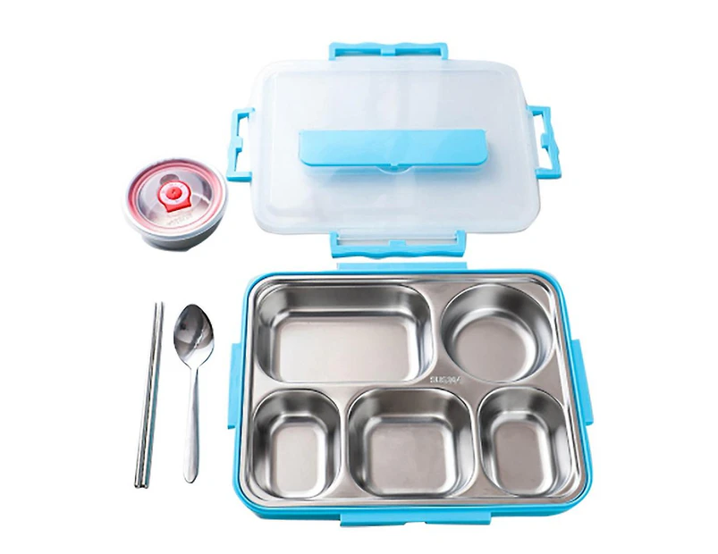 5 Compartments Lunch Box Stainless Steel Leak-proof Large Bento Boxes Soup Container School Dinnerw