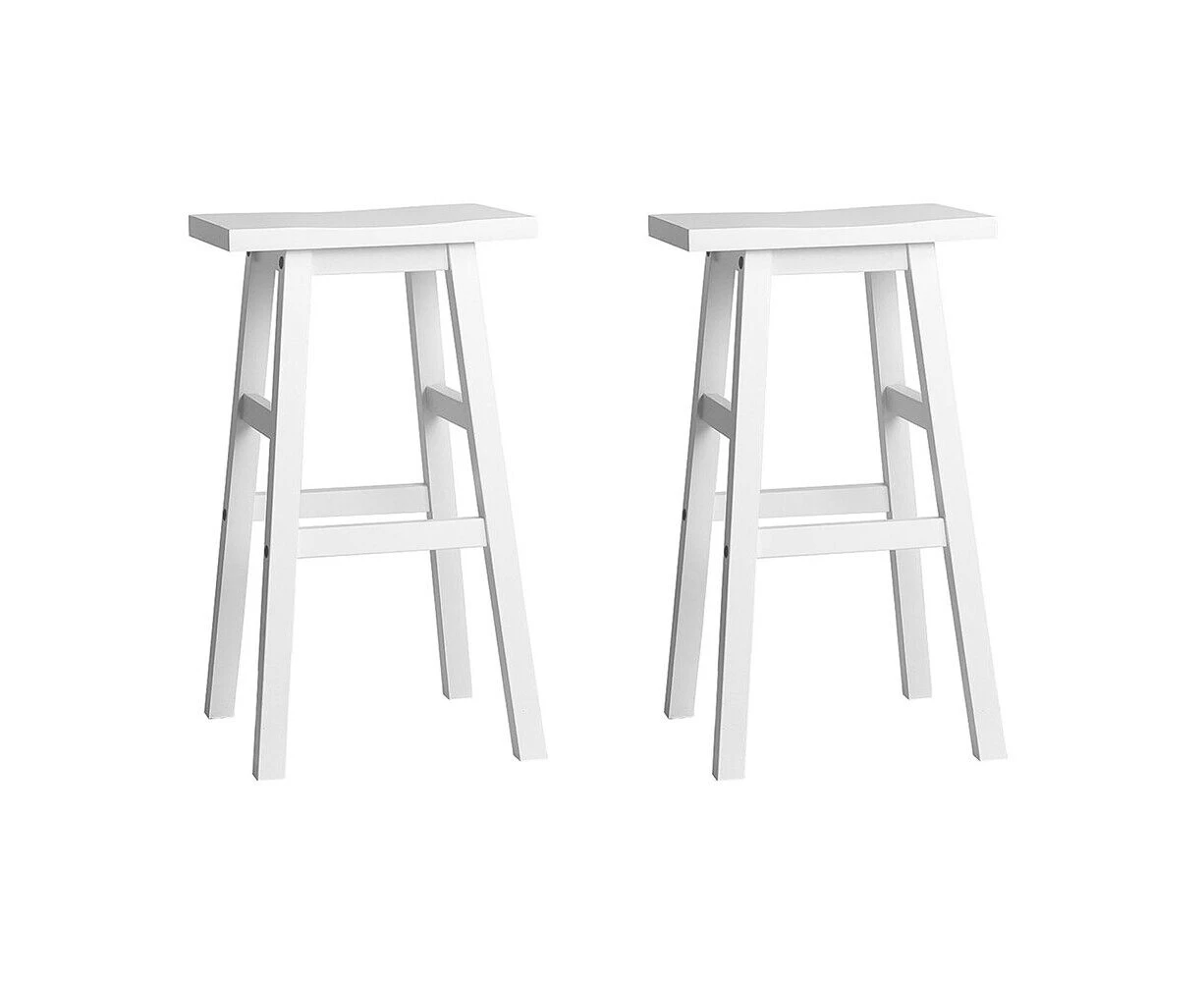 2pcs Wooden Kitchen Bar Stools Stool Backless Chairs Barstools White