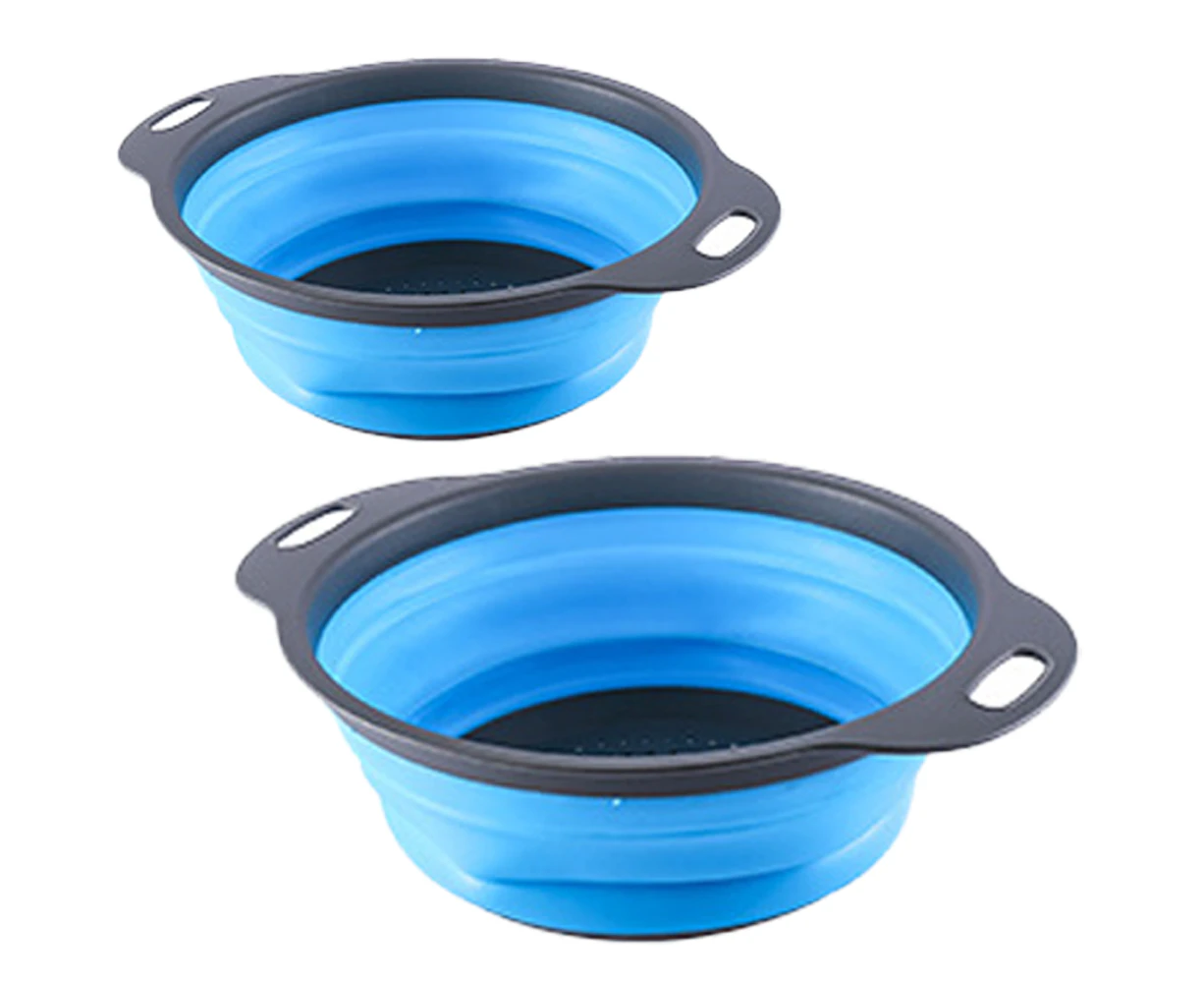 Collapsible Colander Set of 2 Silicone Kitchen Strainer Set - Perfect for Draining Pasta, Vegetable and fruit