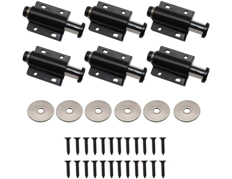 6 Pieces Magnetic Catches, Push Closer, Magnetic Door Damper, Push Magnet, Pressure Catcher, for Cabinet Drawer Cupboard (Black)