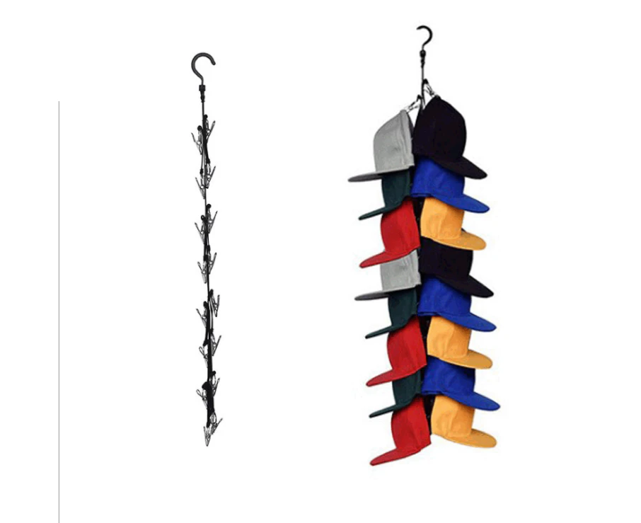 Closet Hanging Cap Organizer, 16 Baseball Cap Rack, Closet Hook Cap Holder Hat Storage Organizer - Keep Hats Cleaner Than a Hat Rack (1 Pack)