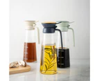 Oil Bottle Glass Olive Oil Dispenser Bottle Glass Cooking Oil Vinegar Measuring Dispenser,Green