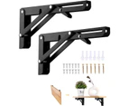 Folding Bracket 200mm, 2 Pieces Black Folding Console Bracket, Folding Shelf Brackets, Heavy Load Retractable Folding Console Bracket, Shelf Bracket, for G