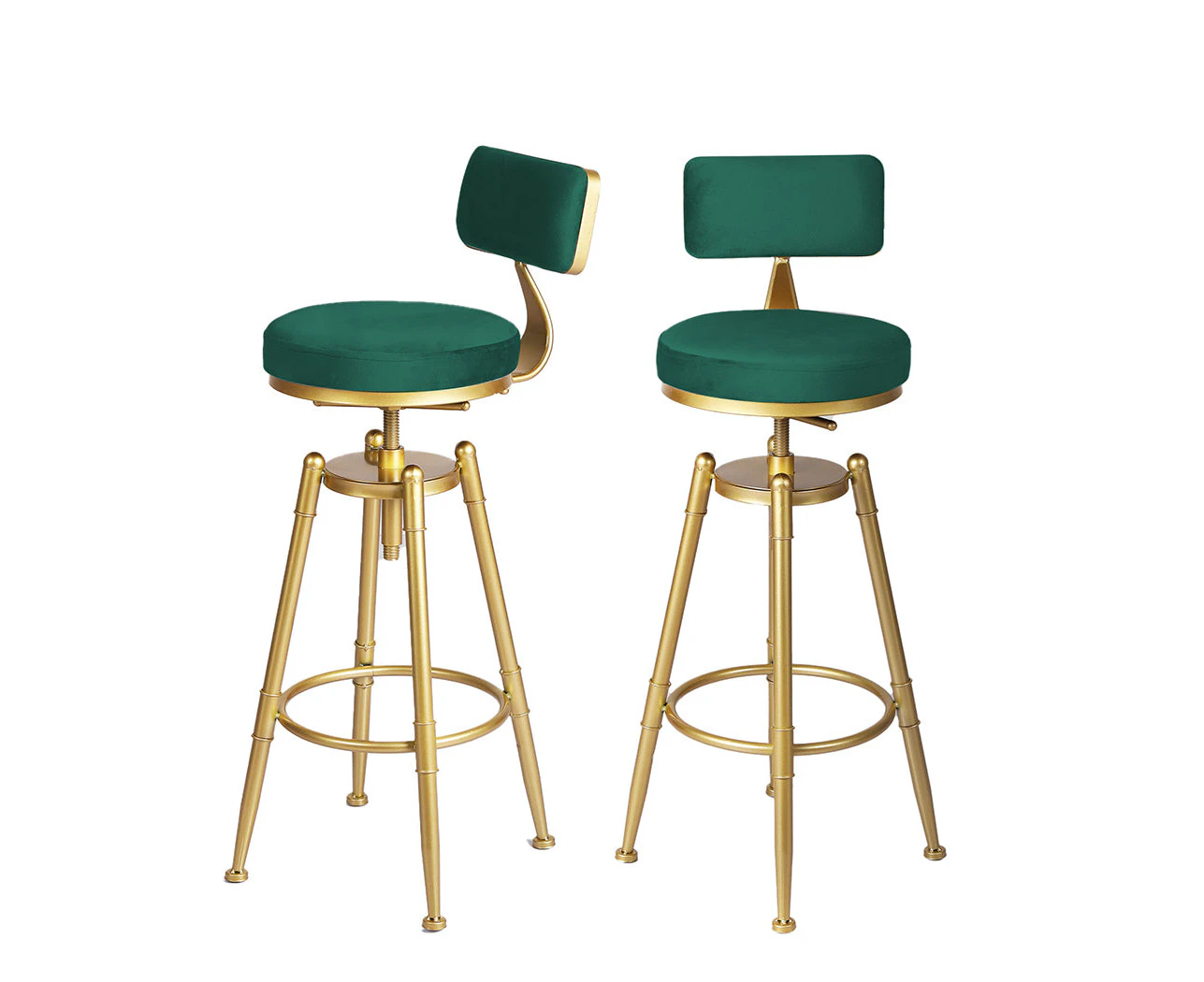 1x Bar Stools Kitchen Stool Chair Swivel Barstools Velvet Padded Seat