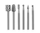 6Pcs Bearing Steel Rotary Burr Set with 4mm Shank, Wood Carving File Rasp Drill Bits Cylinder Tungsten Carbide Rotary File Cutter, Die Grinder Bits Deburri