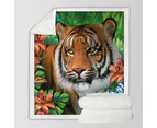 Throws Couples Size: 200cm x 200cm Tropical Flowers and Animals Wild Tiger Lily