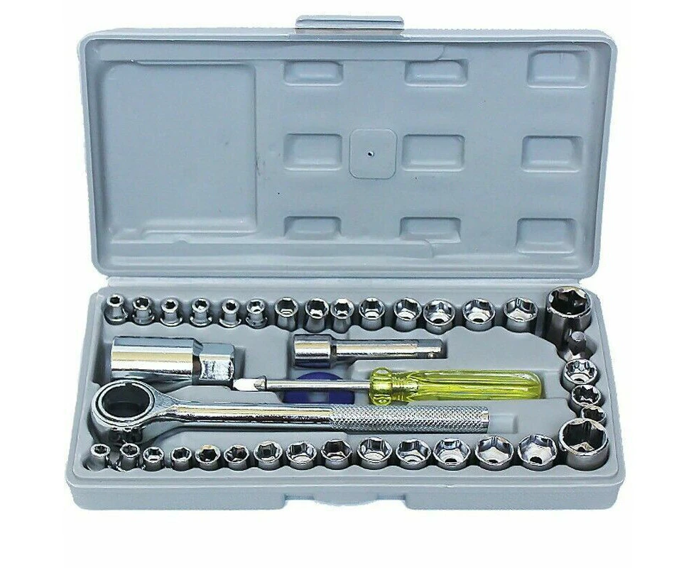 40 pcs Combination Socket Wrench Set 1/4" 3/8" Car Motorcycle Repair Spanner Kit