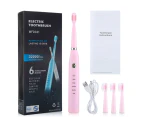 Electric Toothbrush USB Rechargeable Professional 6 Modes 6 Speeds Dental Care Waterproof Toothbrush Soft Bristles Teeth Whiten - Pink