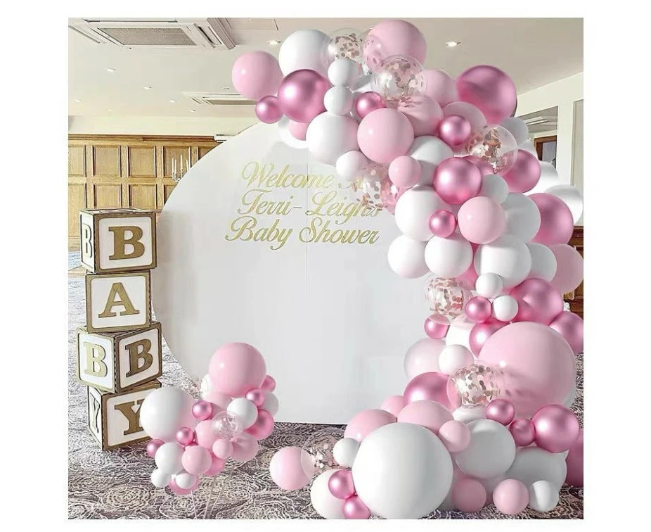 95Pcs Pink White Balloon Garland Arch Kit Party Supplies Confetti Balloons Baby Shower Engagement Wedding Anniversary Party Decorations