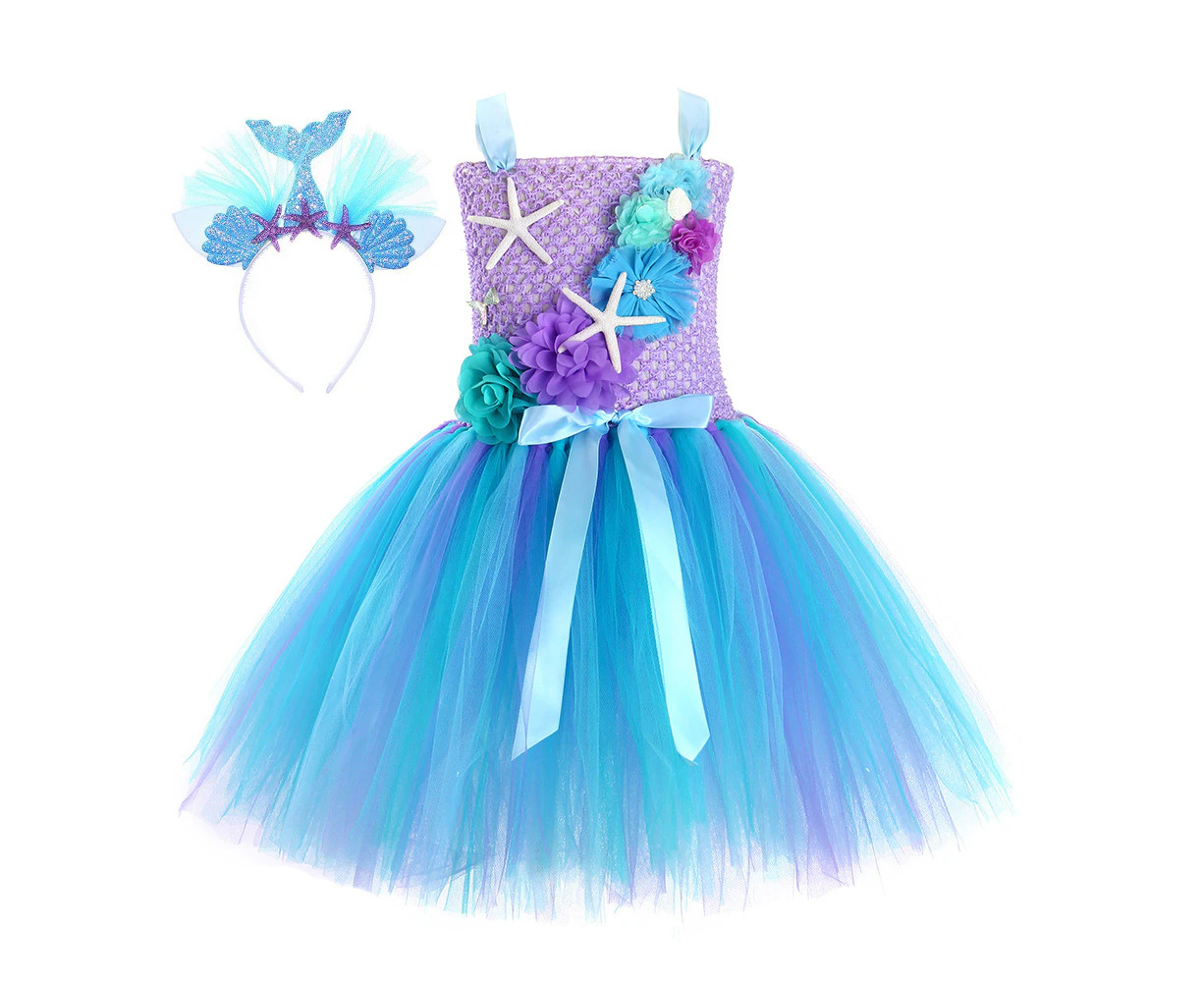 Tutu Princess Starfish Flower Mermaid Princess Girls Mesh Tutu Dress