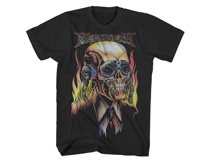 Megadeth T Shirt Flaming Vic Rattlehead Megadeth Shirt - Black