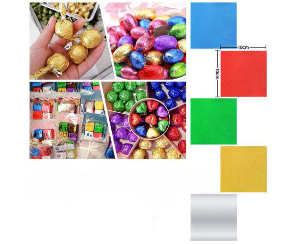 10x10cm Square Candy Chocolate Lolly Aluminum Foil Paper Wrappers Au - 100pcs Green+100pcs Red