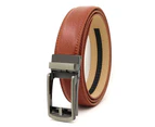 Men's Leather Belt Business Stylish Buckle Waist Strap Waistband Red Brown