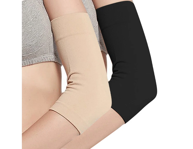 2Pcs Women'S Slim Arm Sleeves, Sports Arm Compression Sleeves For Weight Loss Upper Arm Shaping, Girls Upper Arm Shaping Sleeves (Black + Beige)