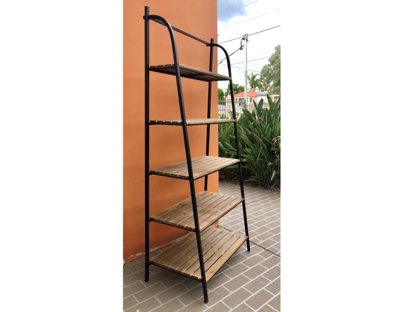 5 Tier Wooden Rack With Metal Frame 80x189cm