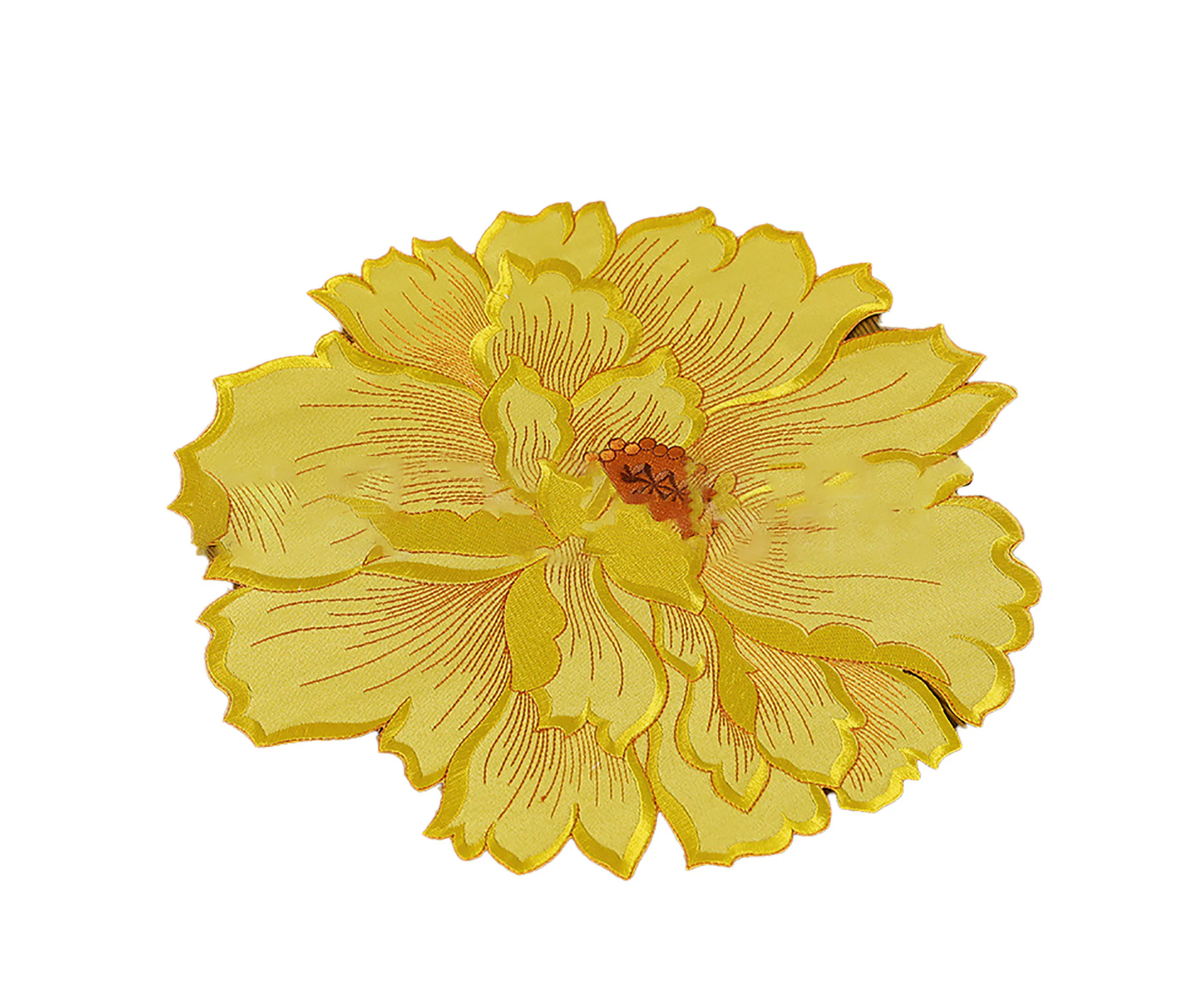 Beautiful Flower Shape Placemat Exquisite Fine Texture Polyester Dinner Mat for Home-Yellow