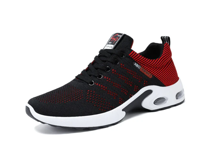 Men's Running Shoes Walking Trainers Sneaker Athletic Gym Fitness Sport Shoes - Black&Red