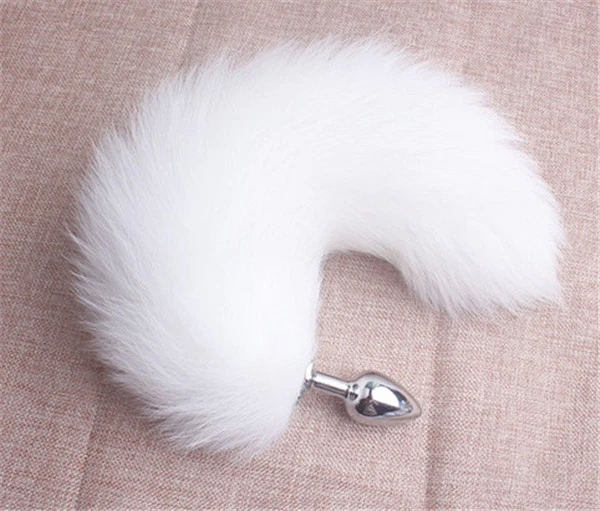 Handy Animal Anal Plug Costume Metal Butt Fox Tail Plug -White