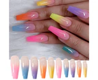 24 Coffin Press Nails, Long Fake Nails, Rainbow Gradient Color Shiny Acrylic Ballerina Fake Nails (Rainbow Color)