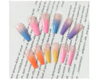 24 Coffin Press Nails, Long Fake Nails, Rainbow Gradient Color Shiny Acrylic Ballerina Fake Nails (Rainbow Color)