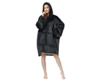 Adult Black Blanket Hoodie Ultra Plush Comfy Giant Sweatshirt