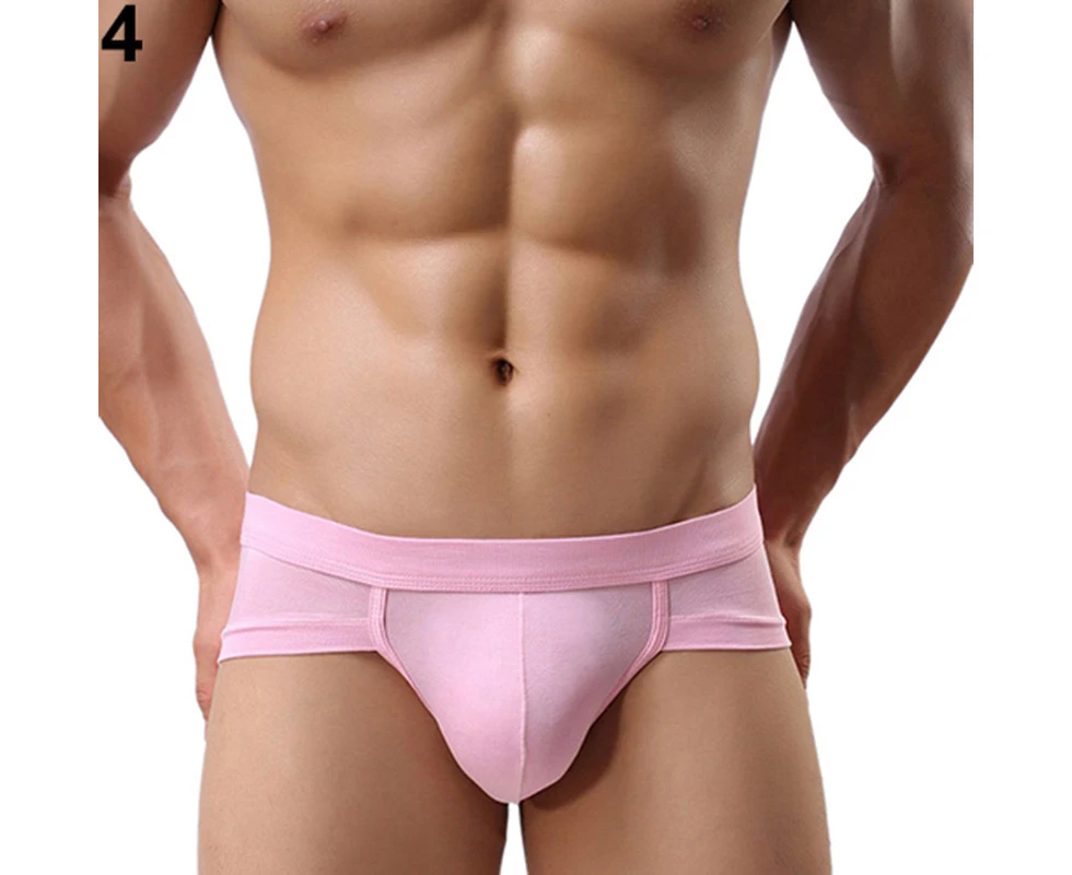 Nirvana Men\'s Sexy Trunks Underwear Boxer Briefs Shorts Bulge Pouch Comfy Soft Underpants-Pink