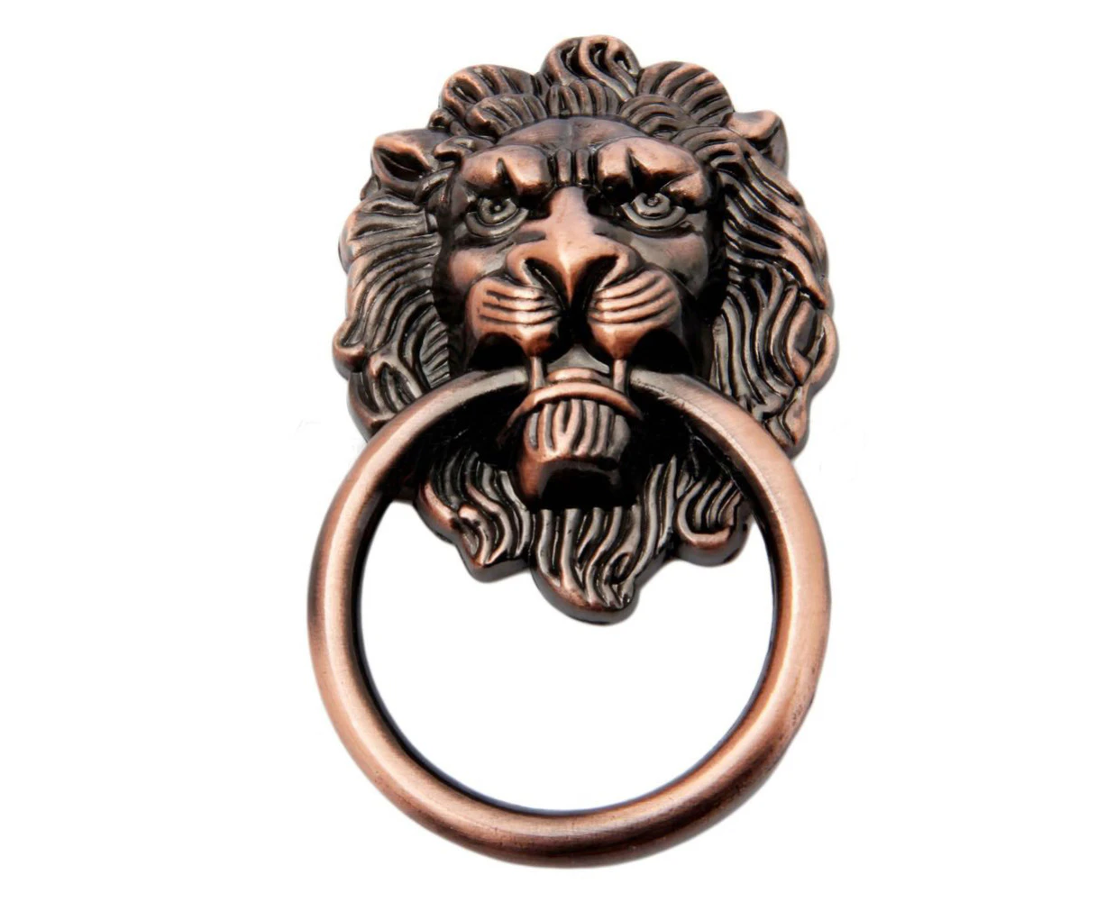 Polaris Creative Lion Head Vintage Antique Drawer Door Cabinet Pull Ring Knobs Handles-Antique Brass