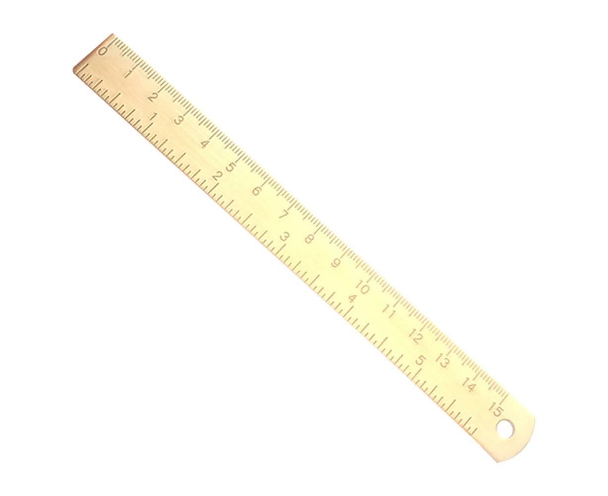 15cm Brass Straight Ruler Bookmark Chancery Measuring Tool School Stationery - Brass