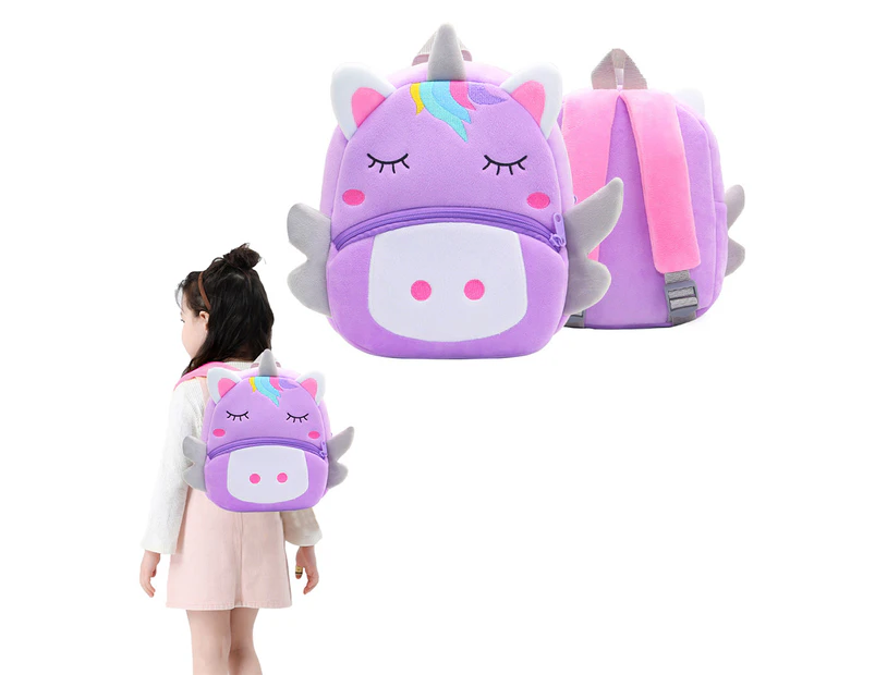 Cute Toddler Backpack Toddler Bag Animal Cartoon Mini Travel Bag for 2-4 Years Old Kids-Purple