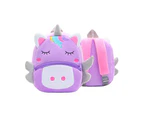 Cute Toddler Backpack Toddler Bag Animal Cartoon Mini Travel Bag for 2-4 Years Old Kids-Purple