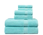 6PCS 100% Combed Cotton Towel Set Bath Towel Hand Towel & Face Washer Sets Mint